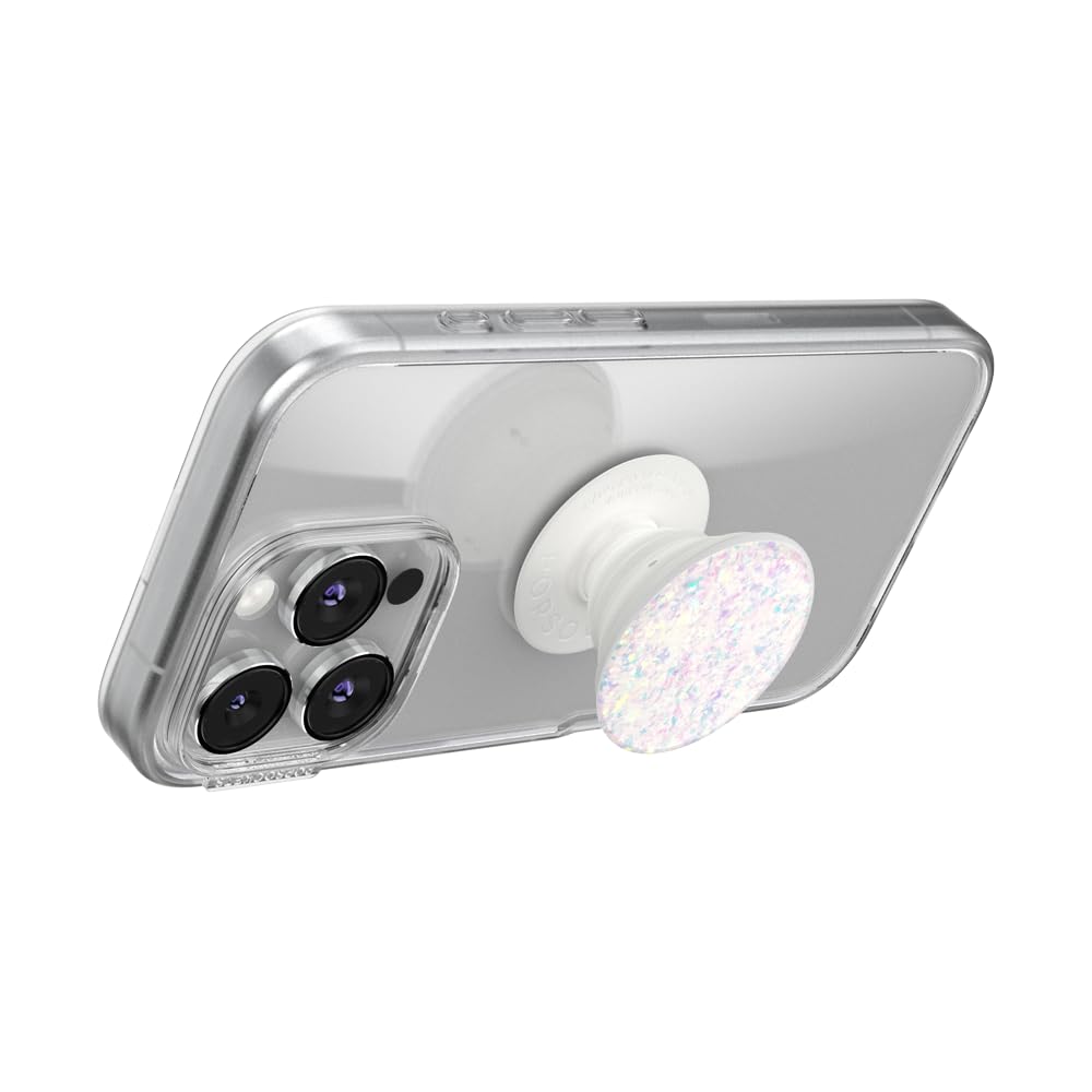 PopSockets Adhesive Phone Grip, Holder, Phone Stand, Glitter - Iridescent Confetti White