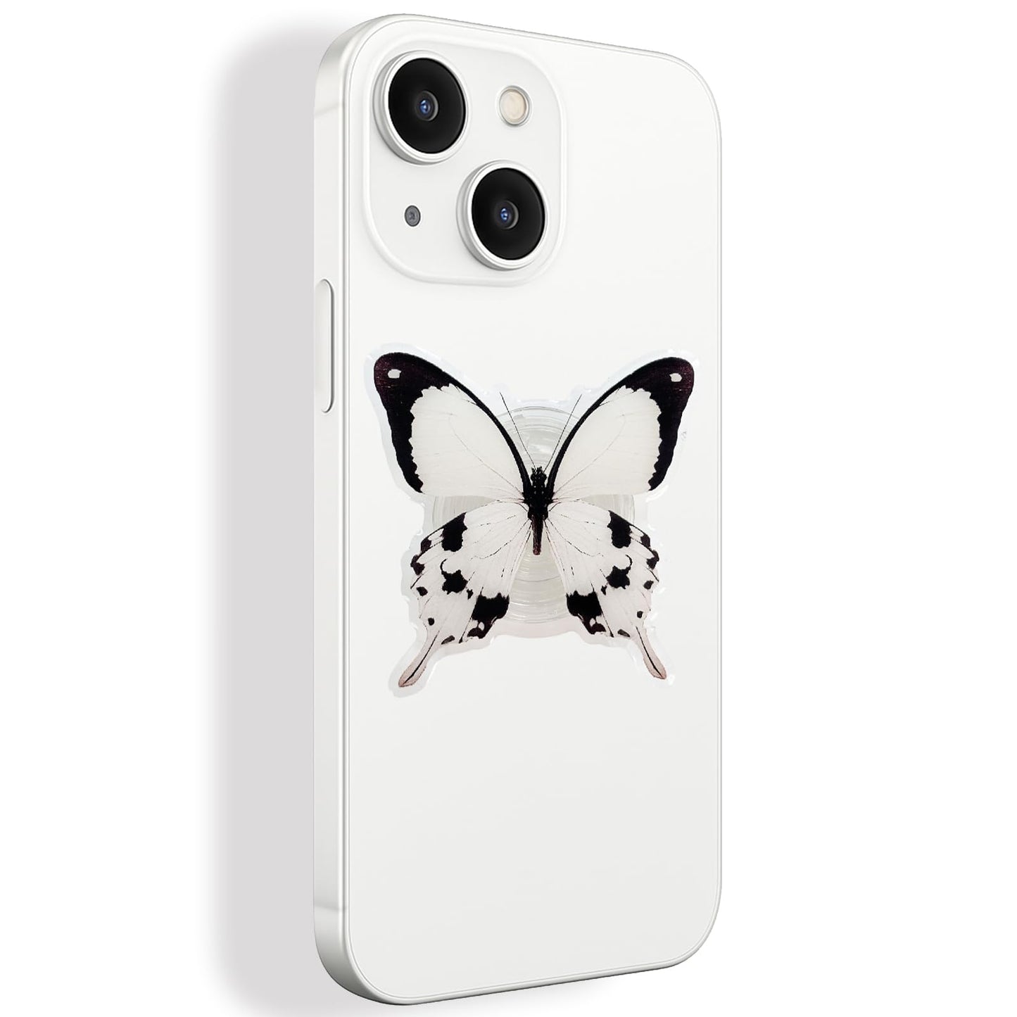 Butterfly Phone Grip, Rare Butterfly, Swallowtail Butterfly, Blue Butterfly, Cute Butterfly Holder, Transparent Resin Elasticity Holder (White)