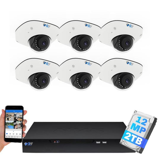 GW Security 8 Channel 12MP 4K @30FPS Face Recognition PoE Security Camera System with 6 x 12MP (4512x2512) IP Color Night Vision Waterproof Microphone