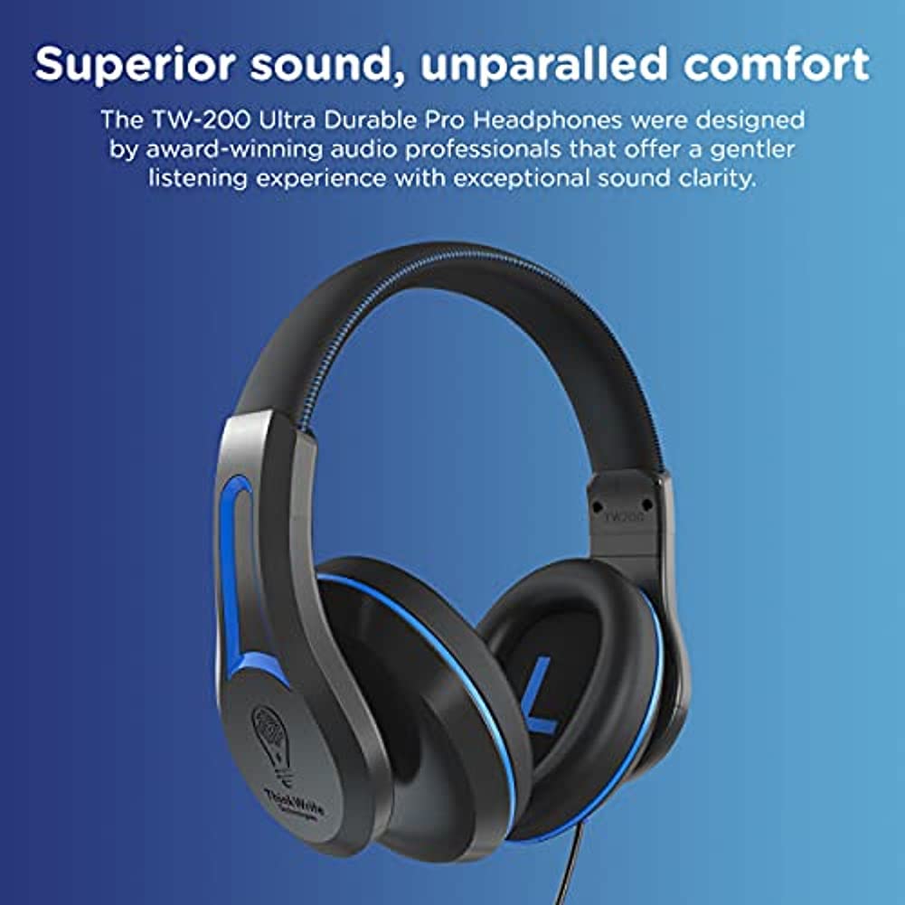 ThinkWrite Technologies TWT Audio Duro, TW200 | Premium Over-Ear Noise Reducing Wired Headphones (3.5mm Jack)