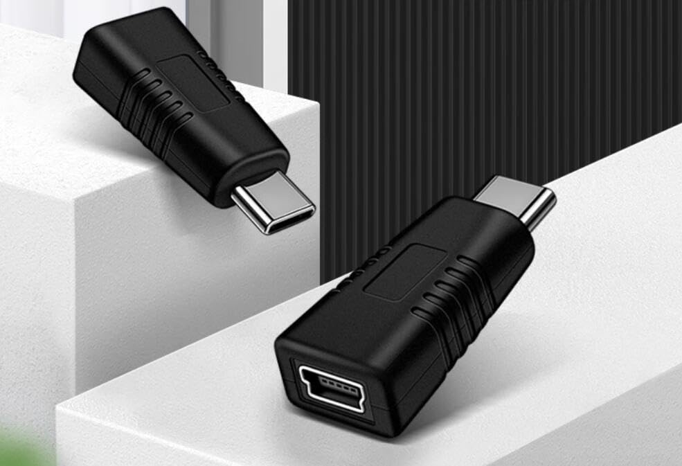 MTUERANC USB C to Mini USB Adapter [2 Pack], Type C Male to Mini USB Female Adapter Suitable for in Car Dashcam, Camera, Etc