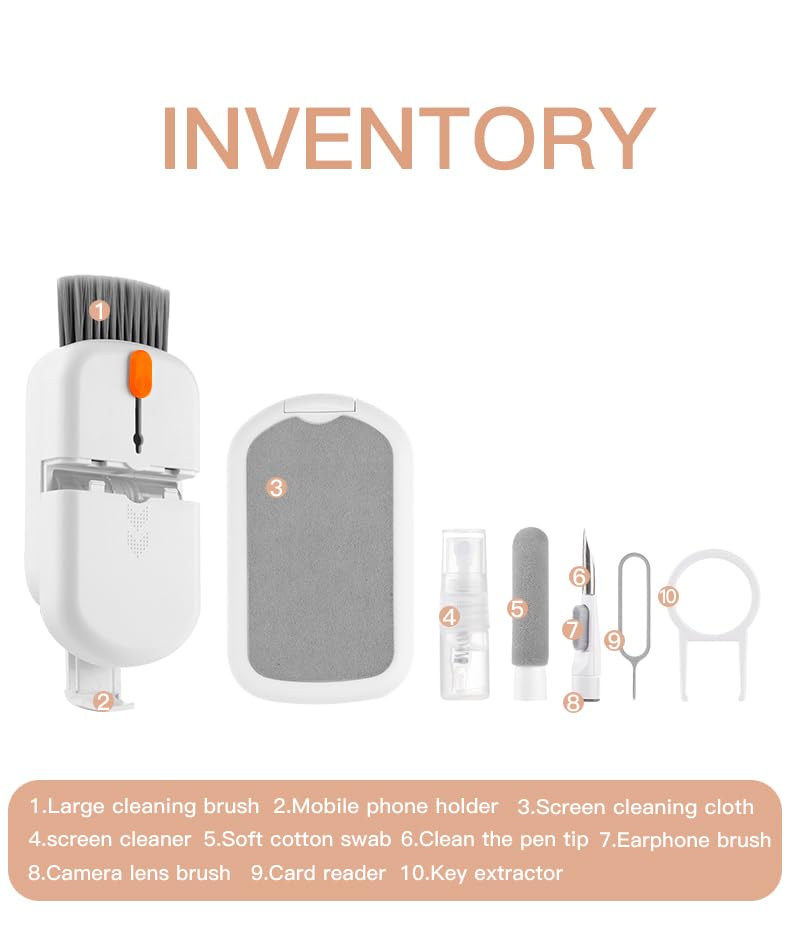 Novovida 10-in-1 Camera Laptop Phone Cleaner Kit, Computer Screen Keyboard Brush Cleaning Spray for Phone, Pad, Electronic Device Clean Tool for PC
