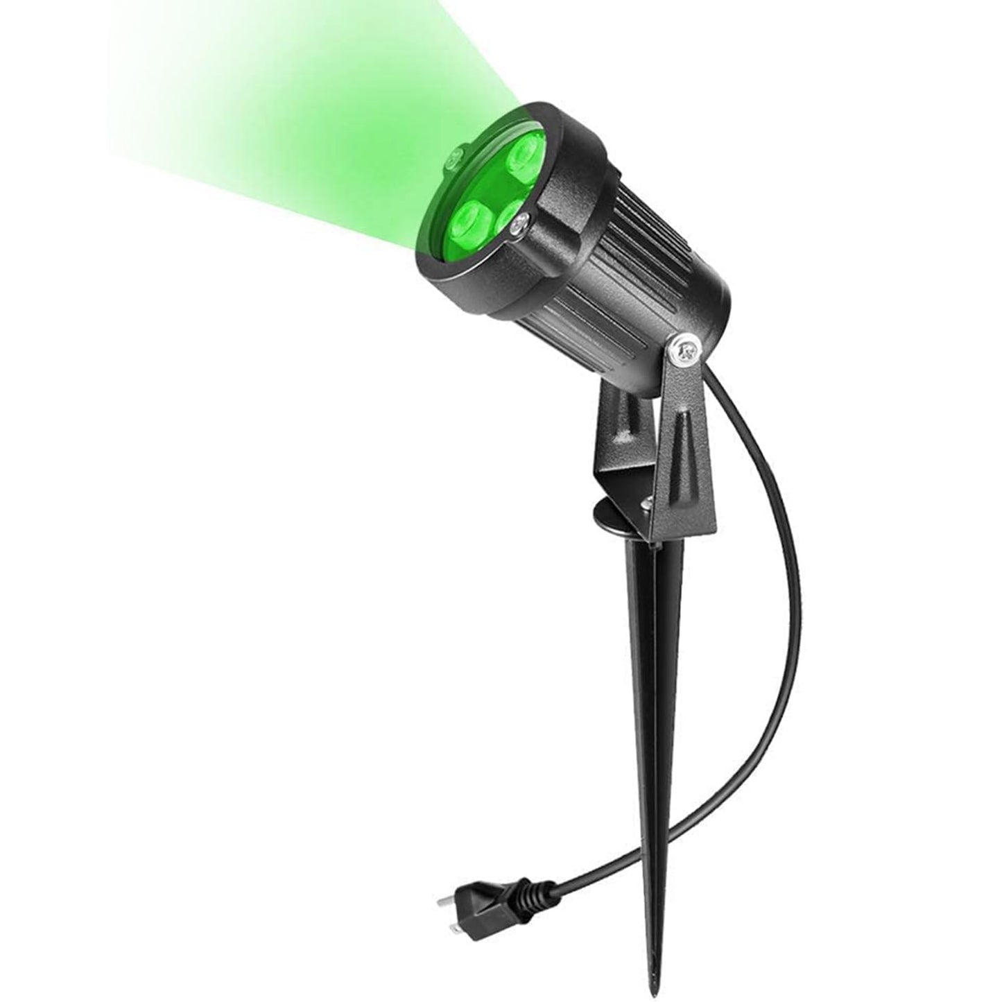 OurLeeme 3 * 3W LED Lawn Garden Flood Light US Plug Yard Patio Path Spotlight Lamp with Spike Waterproof Green Light AC 85-265V