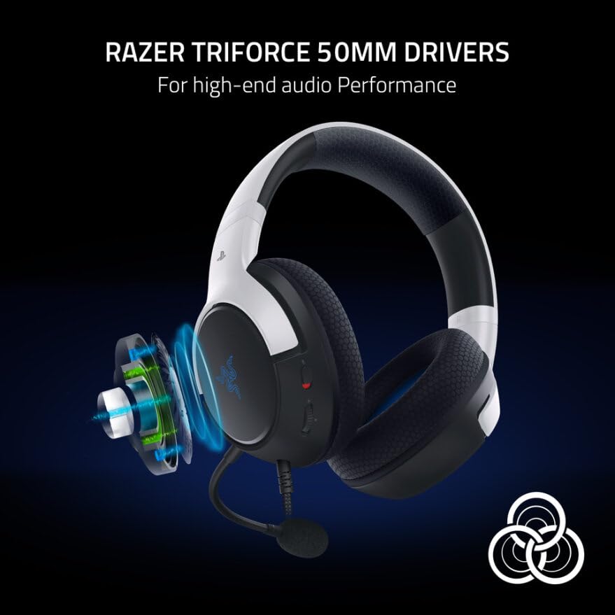 Razer Kaira X Wired Gaming Headset for PlayStation 5 / PS5, PS4, PC, Mac, Mobile: 50mm Drivers - HyperClear Cardioid Mic - Memory Foam Cushions