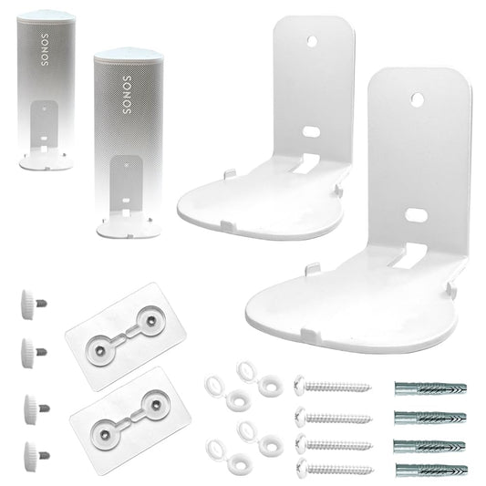EMAQUIN Wall Mounts Brackets for Sonos Roam 2/Sonos Roam/Sonos Roam SL(Include 2 PCS,Drill Free,Sturdy Metal,Enduring Paint Finish,Easy Install,White)