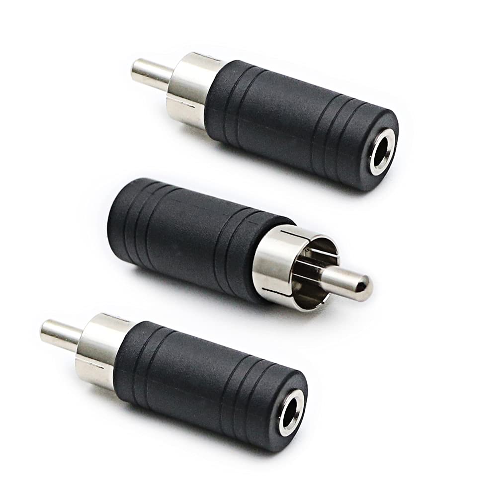 rgzhihuifz 3.5mm Female to RCA Male Adapter 3-Pack RCA Plug to 1/8" Female Mono Jack Audio Connector Converter,for Receiver, Subwoofer, Speaker, Audio