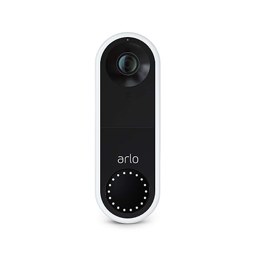 Arlo Essential Wired Video Doorbell - HD Video, 180 degrees View, Night Vision, 2 Way Audio, Direct to Wi-Fi No Hub Needed, Wired, White (Renewed)
