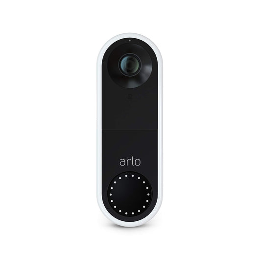 Arlo Essential Wired Video Doorbell - HD Video, 180 degrees View, Night Vision, 2 Way Audio, Direct to Wi-Fi No Hub Needed, Wired, White (Renewed)