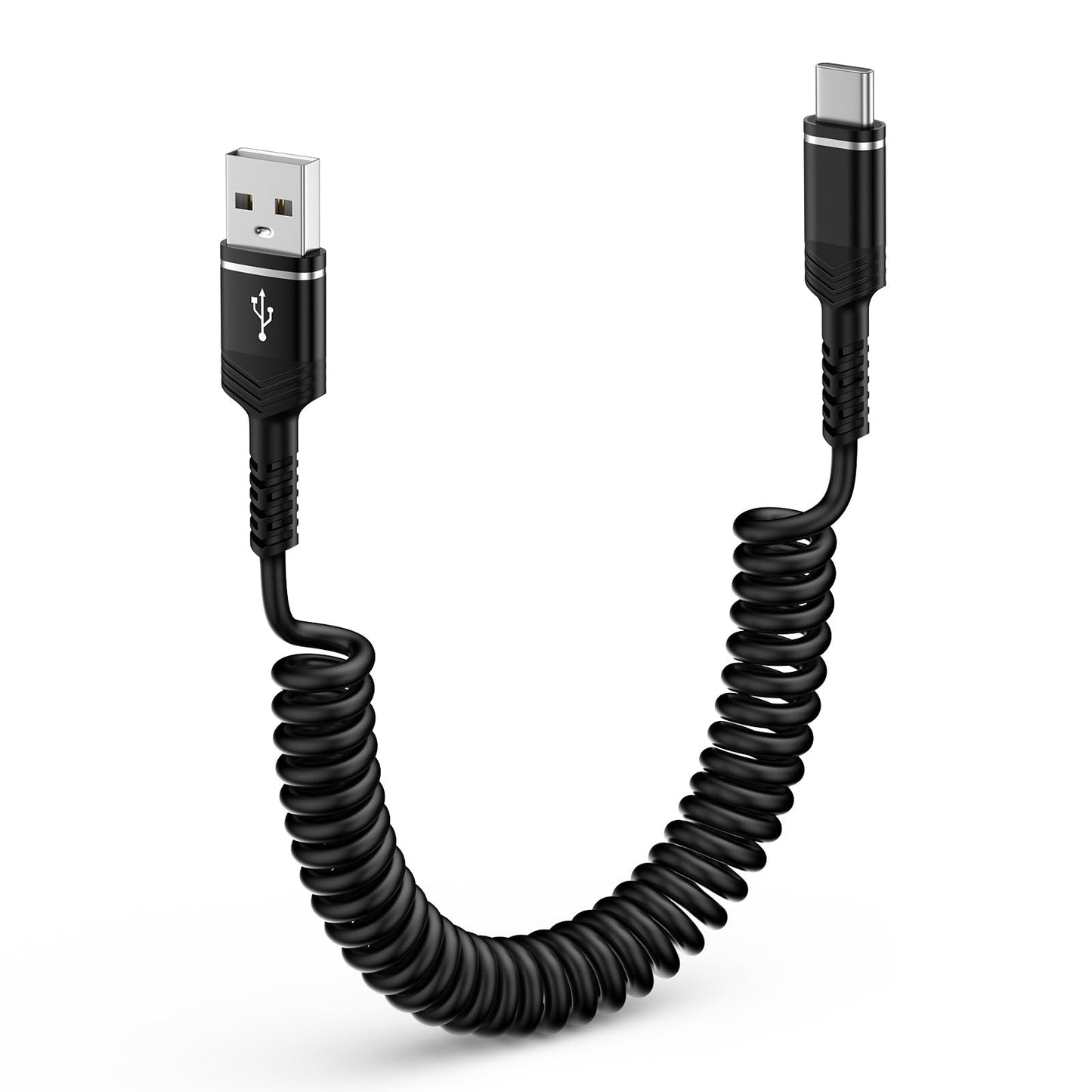 USB A to USB C Cable Coiled Car Charger Cord 6FT for iPhone 16e 16 Pro Max,16 Plus,16 Pro,16,15 Pro Max 15, Samsung Galaxy S24 FE Ultra A15 A35 A55