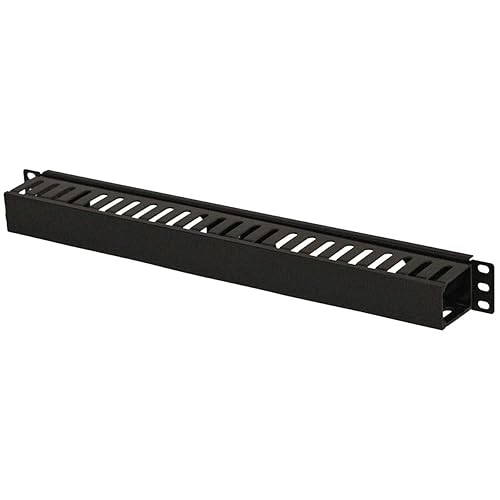 NavePoint 1U Plastic Rack Mount Horizontal Cable Manager Duct Raceway for 19 Inch Server Rack