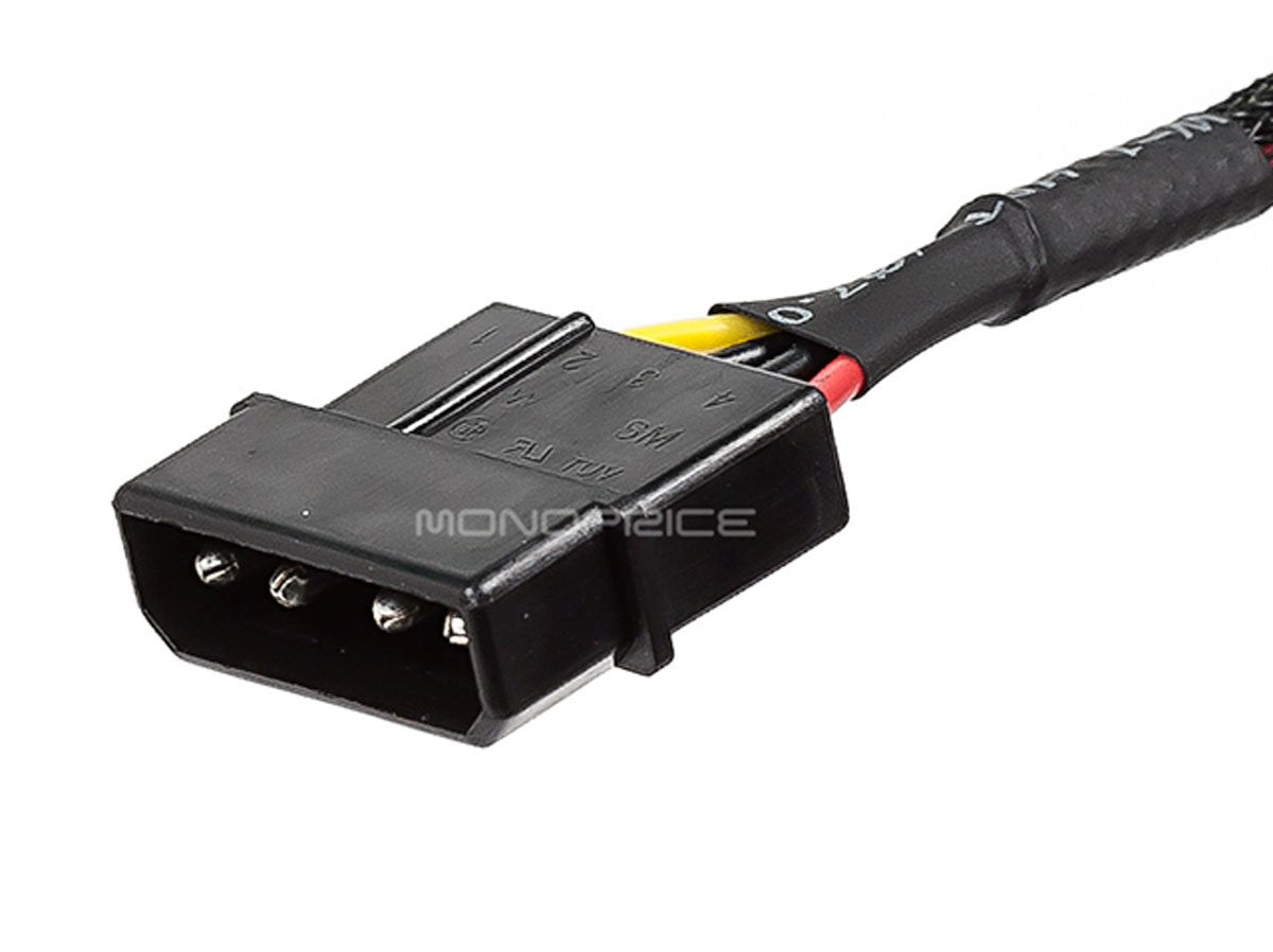 Monoprice Data Cable - 2 Feet - 4-pin MOLEX Male to 4X 15-pin SATA II Female Power Cable (Net Jacket)