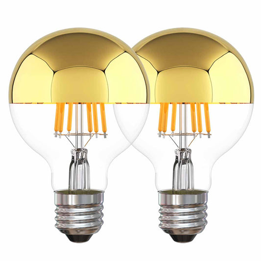 Half Gold Light Bulb Dimmable Gold Tipped LED Bulb 6W 2700K Warm White