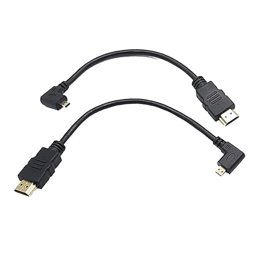 Seadream Angled Micro HDMI to HDMI Cable 8inch 90 Degree Angle Micro HDMI Male to HDMI Male Cable Connector (2pcs:1pcs Left +1pcs Right)