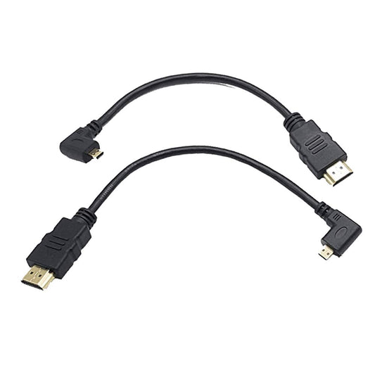 Seadream Angled Micro HDMI to HDMI Cable 8inch 90 Degree Angle Micro HDMI Male to HDMI Male Cable Connector (2pcs:1pcs Left +1pcs Right)