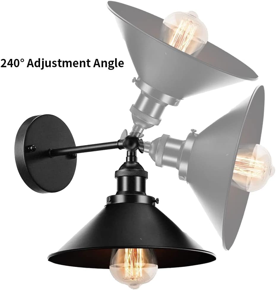 BRIGHTESS Industrial Vintage Wall Sconces Lighting Set of Two for Bedroom Kitchen Bathroom, 240 Degree Adjustable Rustic Antique Wall Lamp Fixture