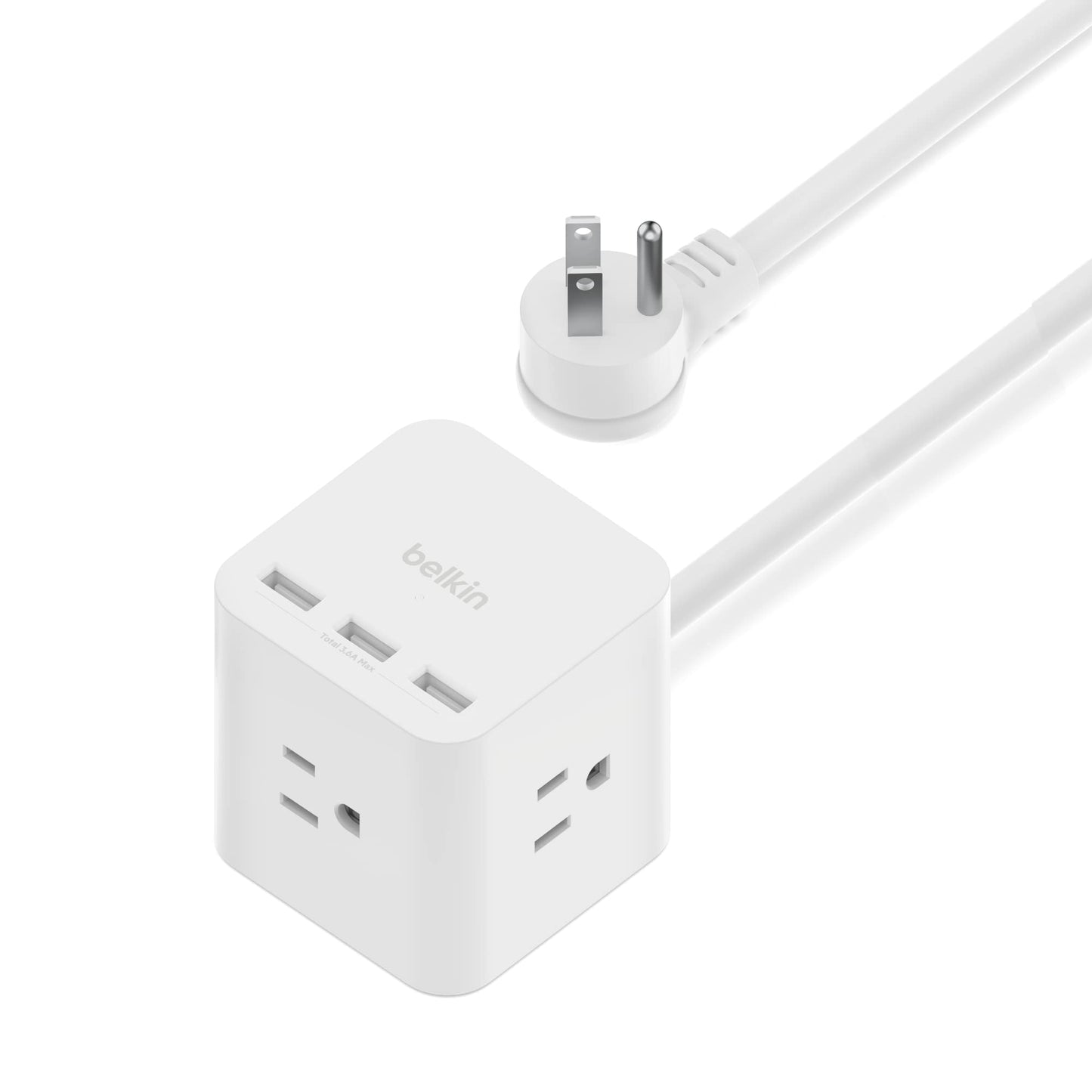 Belkin 6-Outlet Power Cube w/ 3 AC Outlets, 3 USB-A Ports, & 5ft Sturdy Extension Cord - Convenient Compact Cube for Home, Office, Travel, Desktop,