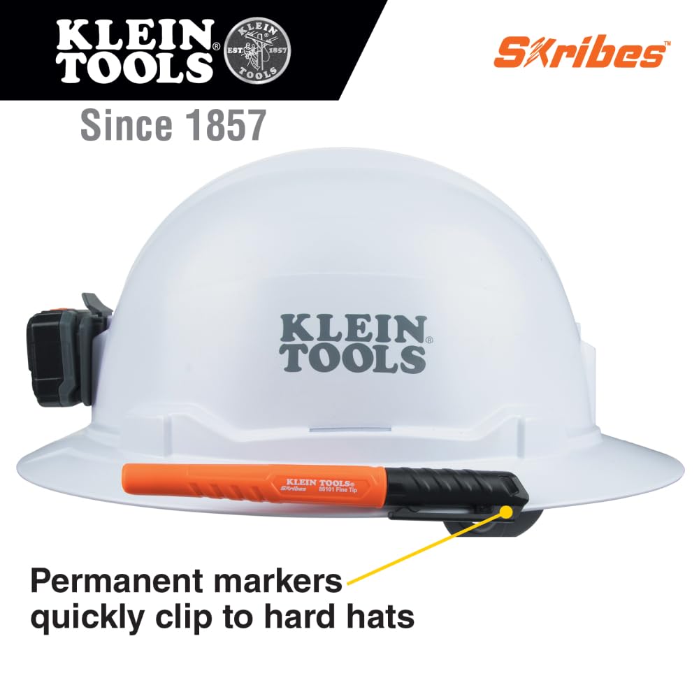 Klein Tools 8610112 Skribes Fine Tip Permanent Markers, Professional-Grade Ink, Multi-Surface Jobsite Marker for Wet, Dry and Oily Surfaces, Black