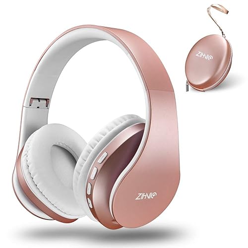 ZIHNIC Bluetooth Headphones Over-Ear, Foldable Wireless and Wired Stereo Headset Micro SD/TF, FM for Cell Phone,PC,Soft Earmuffs &Light Weight…