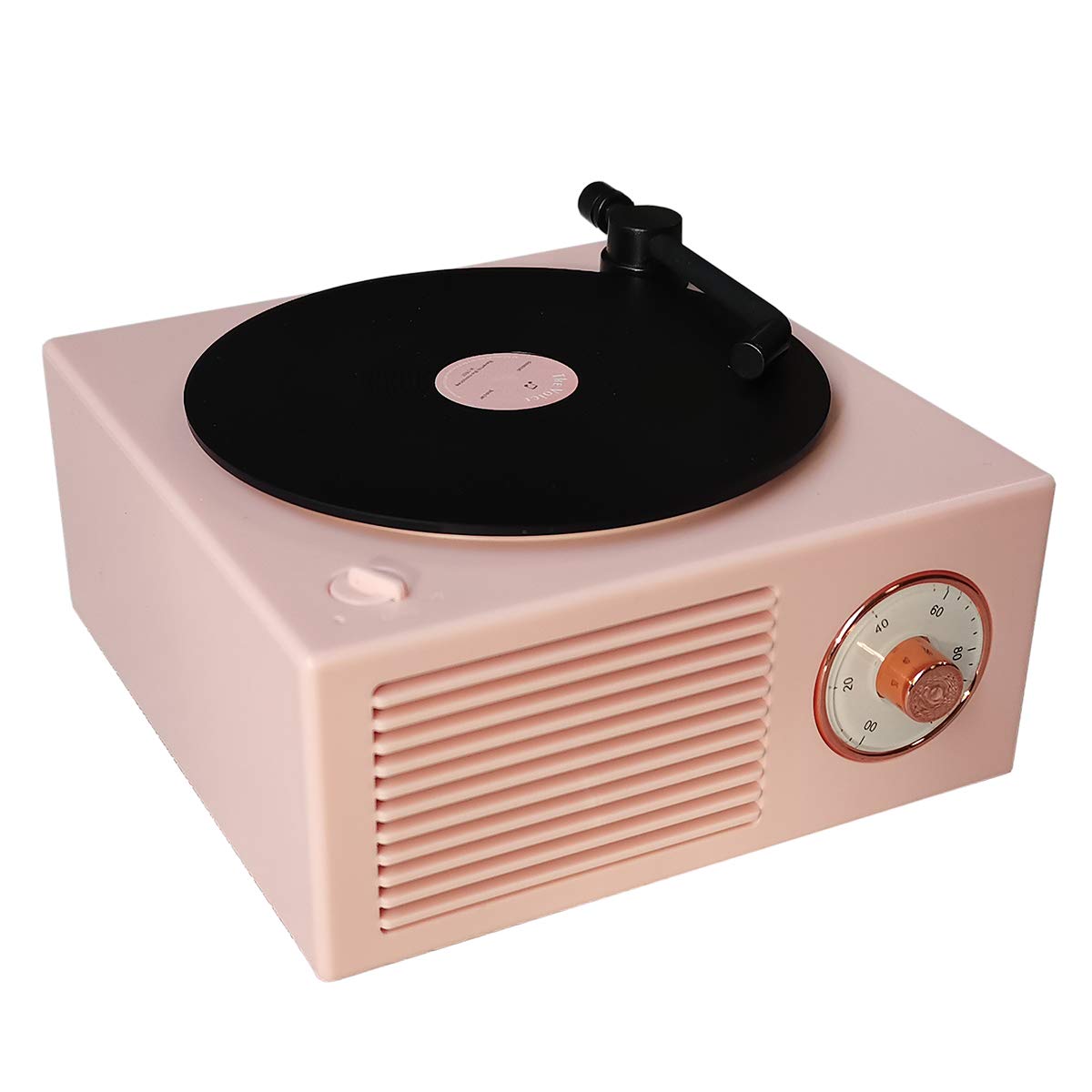 Old Fashioned Classic Style Bluetooth Speaker Pink Vinly Record Player Style Cute Look Creative Gift for Girls Bass Enhancement Loud Volume Speaker
