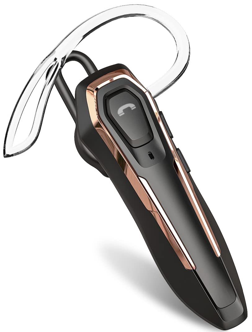 ZOUKAI Single Ear Wireless Bluetooth Headset, 30H Talking Time, Dual Noise Cancelling Mic Hands-Free Calls, Hands Free Earpiece, Call Reminder