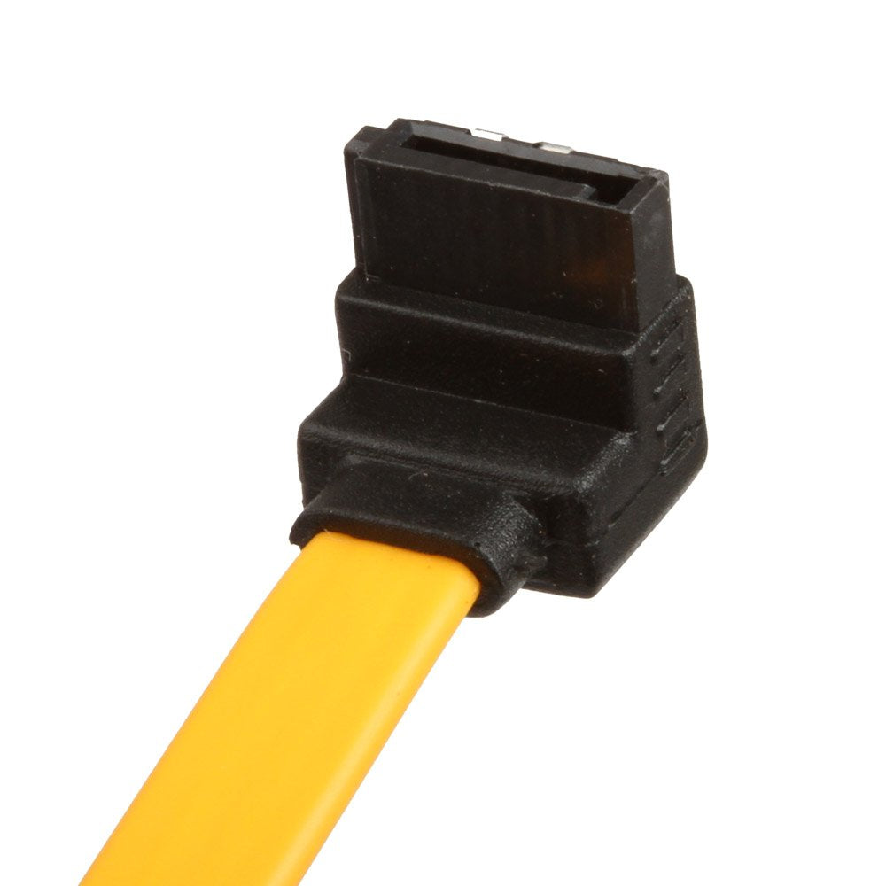 LINESO 2Pack 90 Degree Right-Angle SATA III Cable 6.0 Gbps with Locking Latch 32Inch Yellow