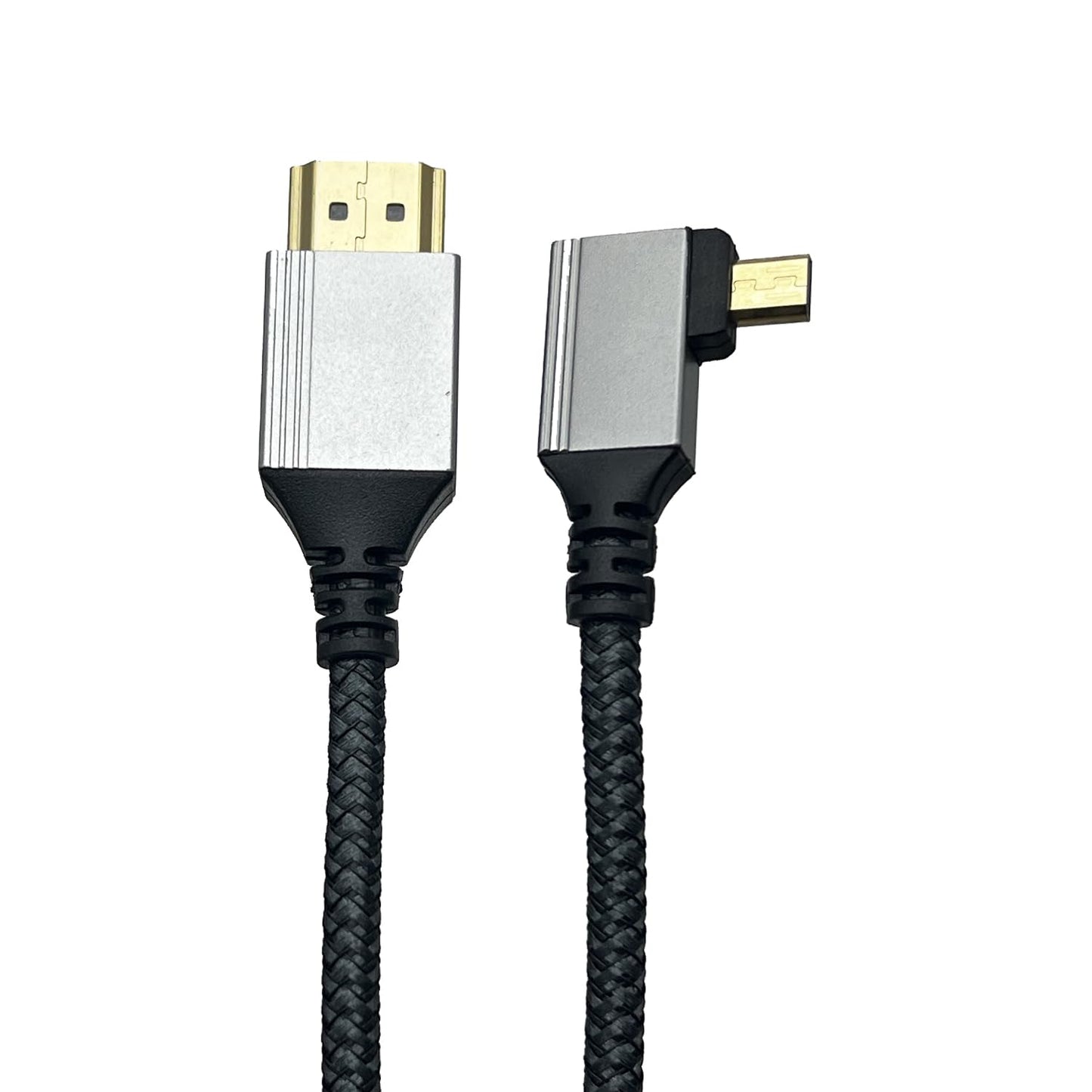 Seadream Angled 4K Micro HDMI to HDMI Cable Left Angled Micro HDMI Male to HDMI Male Braided Cable for 1080P, 4K, UltraHD, 3D, Ethernet,Gold Plated
