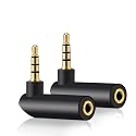 3.5mm Angle Male to Female Audio Adapter, 90 Degree Right Angle Gold-Plated TRRS Stereo Jack Plug AUX Connector Compatible with Headset, Tablets, MP3