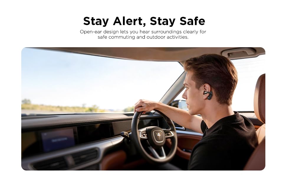Lenovo Open Ear Clip On Earbuds X500 Bluetooth 6.0 Wireless Earbuds with 11 mm Drivers, Open Ear Ergonomic Design, Dual Device Connectivity, Built in