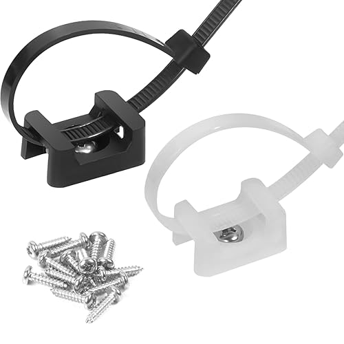 75 Pcs Cable Zip Ties Base Saddle Type Mounts with 6 Inch & 0.19 Inch Cable Ties and Stainless steel Screw, Anchor Wire Cable Clips Organizer Holders