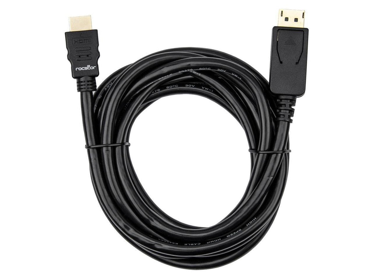 Rocstor Displayport to Hdmi Convertor Cable 4K - Hdmi Male - Displayport Male - 10 Ft (3