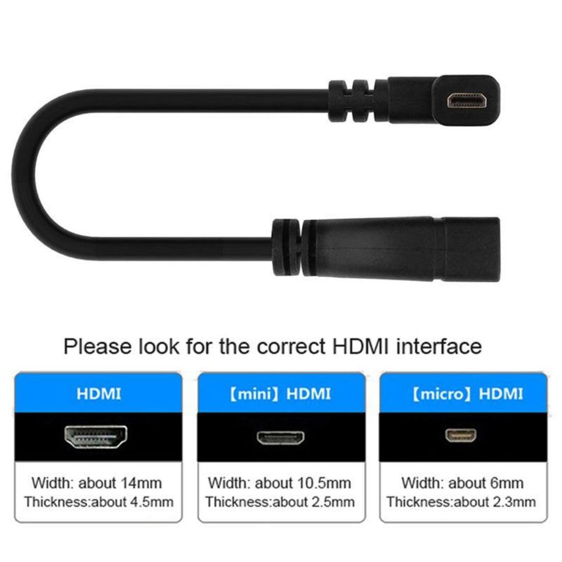 chenyang Micro HDMI Male to HDMI Female 4K60hz HDTV 90 Degree Left Angled Cable Adapter for Displays Monitor Camera 10cm