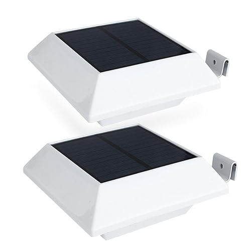 Solar Gutter Lights Motion Sensor Outdoor Security Light (2 Pack), LED (6-Diode) Waterproof Durable Fence Gutter Driveway Garden Patio Path Decking