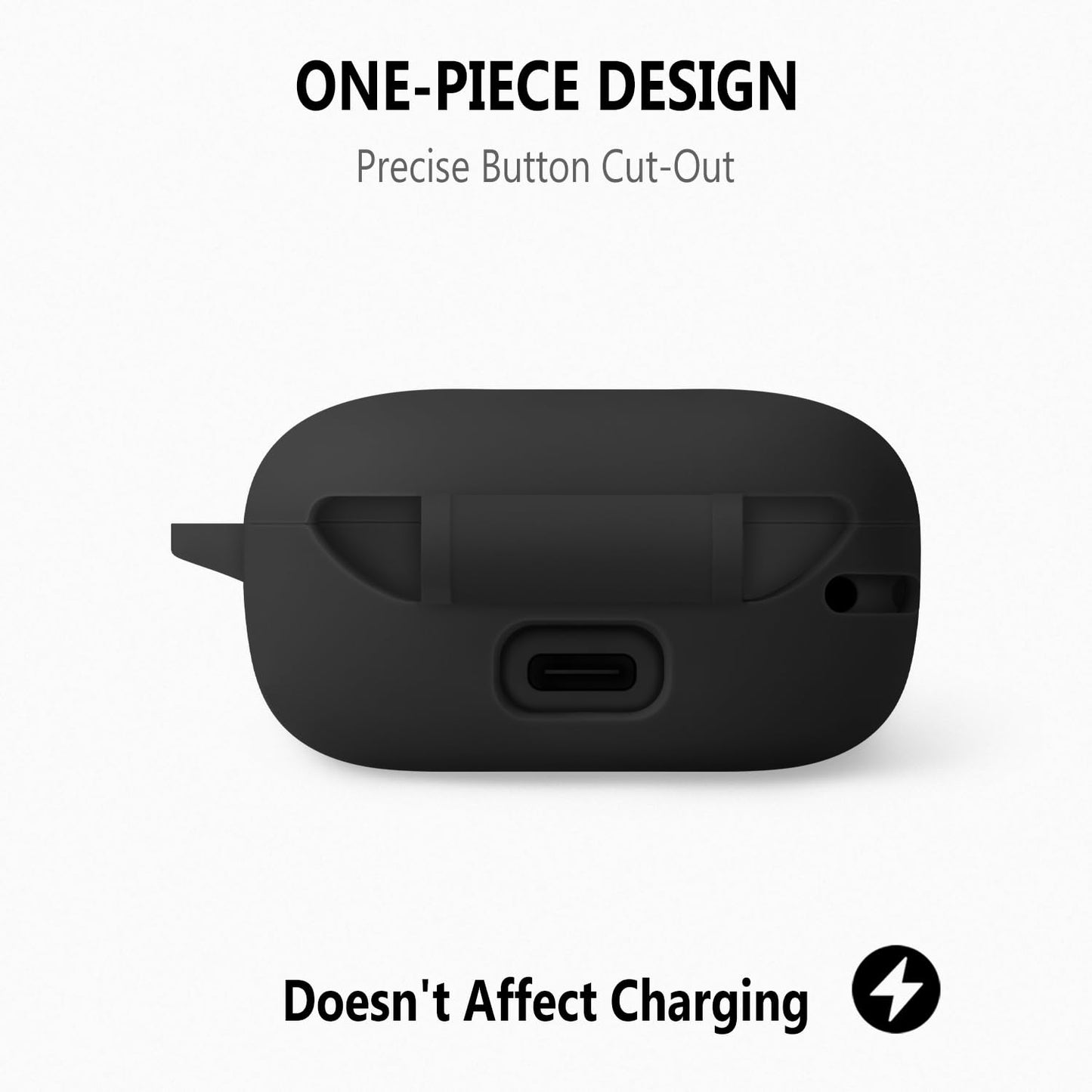 Geiomoo Silicone Case for Anker Soundcore P31i, Anker Soundcore R60i NC, Soft Flexible Scratch Resistant Protective Cover with Carabiner (Black)