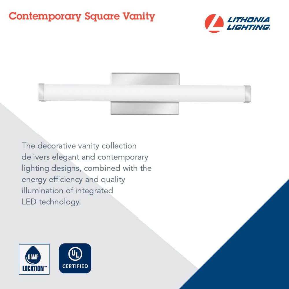 Lithonia Lighting 24-Inch LED Vanity Light with 3-in-1 Switchable White Color Temperature, Contemporary Square Bathroom Vanity Wall Light Fixture