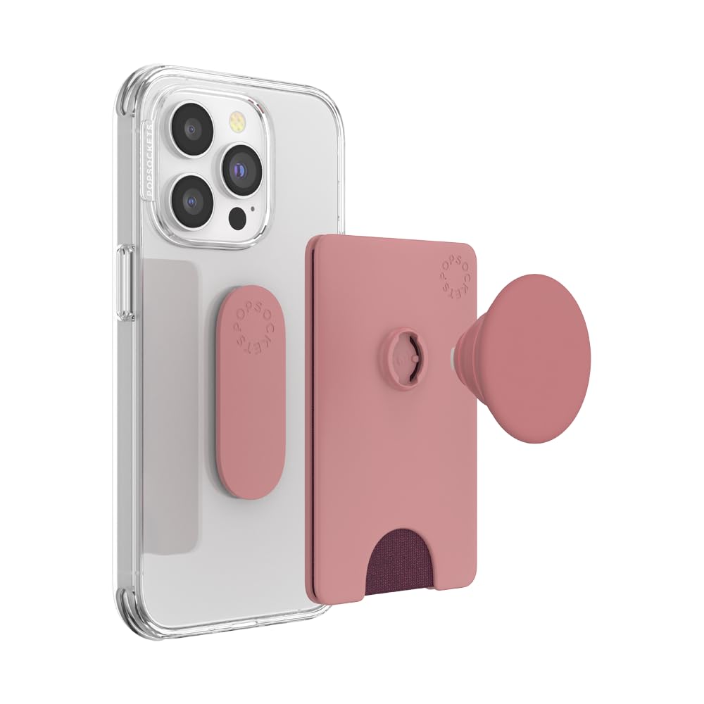 PopSockets Adhesive Phone Wallet and Card Holder with Grip, Pink - Clay
