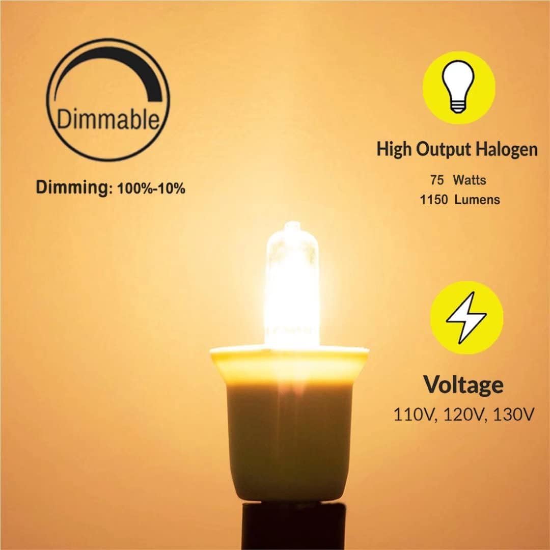 Vinaco JDE11 Halogen Bulbs, 75W 120V, Dimmable Warm White 2700K, 4-Pack