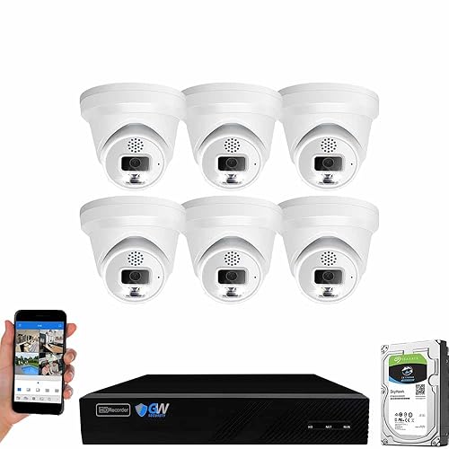 GW Security 8 Channel 8MP Fulltime Color Night Vision 4K NVR Security Camera System with 6 UltraHD 4K IP Two-Way Audio Outdoor/Indoor Smart AI Human
