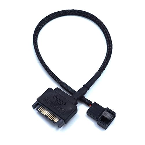 YiKaiEn SATA to 3 Pin / 4 Pin Fan Adapter, 15 Pin SATA to 12V PC Case Fan Splitter Extension Power Cable Adapter 10.6’’ 27cm (1 to 1)