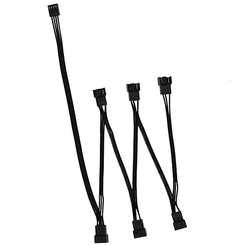 QJZXUEZHEN PWM Fan Hub Stringing, PC CPU Cooling 4 PIN/3 PIN Fan Power Cable Hub Splitter Extension Cable Adapter Sleeved Fan Splitter for Desktop