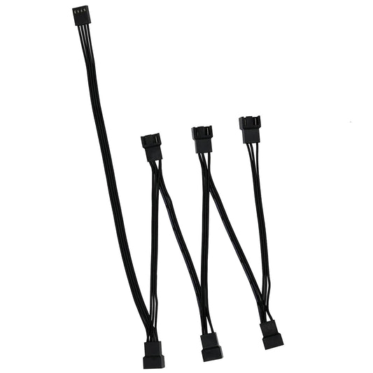QJZXUEZHEN PWM Fan Hub Stringing, PC CPU Cooling 4 PIN/3 PIN Fan Power Cable Hub Splitter Extension Cable Adapter Sleeved Fan Splitter for Desktop