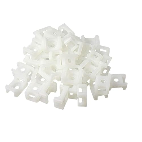 Cable Tie Mount Saddle, 100pcs White Plastic Wire Buddle Base Holder Cable Tie Wrap Mount Saddle (9mm, White)