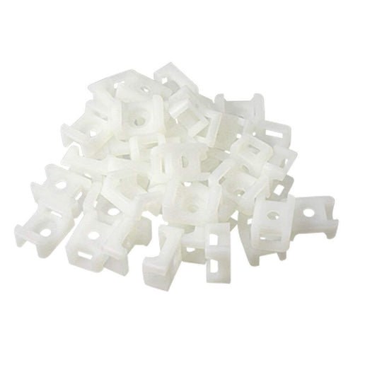 Cable Tie Mount Saddle, 100pcs White Plastic Wire Buddle Base Holder Cable Tie Wrap Mount Saddle (9mm, White)