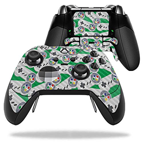 MightySkins Carbon Fiber Skin for Microsoft Xbox One Elite Controller - Retro Controllers 1 | Protective, Durable Textured Carbon Fiber Finish | Easy