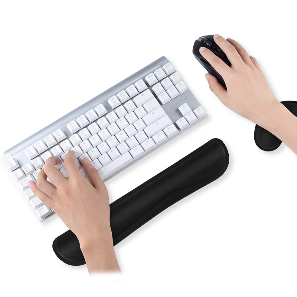 Poualss Memory Foam Set Keyboard and Mouse Wrist Pad Rest,Cushion Support for Office,Gaming,Computer,Laptop and Mac,Pain Relief& Easy Typing