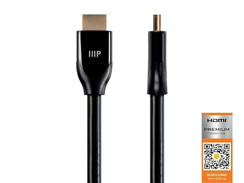 Monoprice Certified Premium HDMI Cable - 4K@60Hz, HDR, 18Gbps, YUV 4:4:4, Dual Video Stream, Compatible with DVD Player, 28AWG, 6 Feet, Black