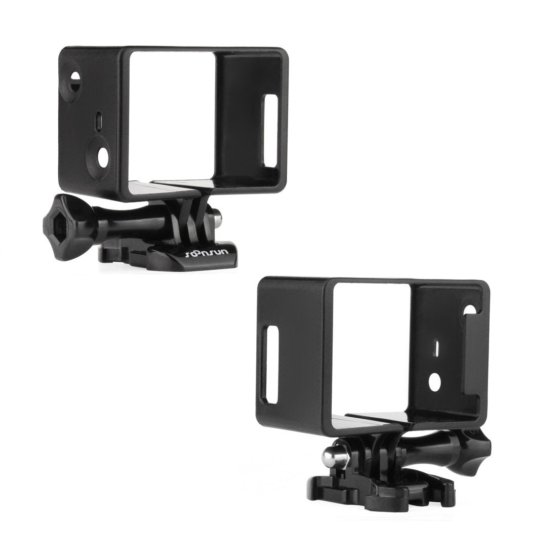 SOONSUN Extended Frame Mount Housing Case for GoPro Hero 4/3+/3 - Compatible with LCD BacPac & Battery Extension - Includes Mounting Buckle & Thumb