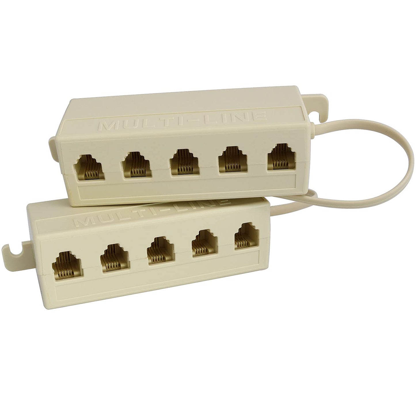 Longdex Five-Way Phone Splitter 2PCS RJ11 6P4C Telephone Line 1 Male to 5 Female Modular T Adapters Jacks