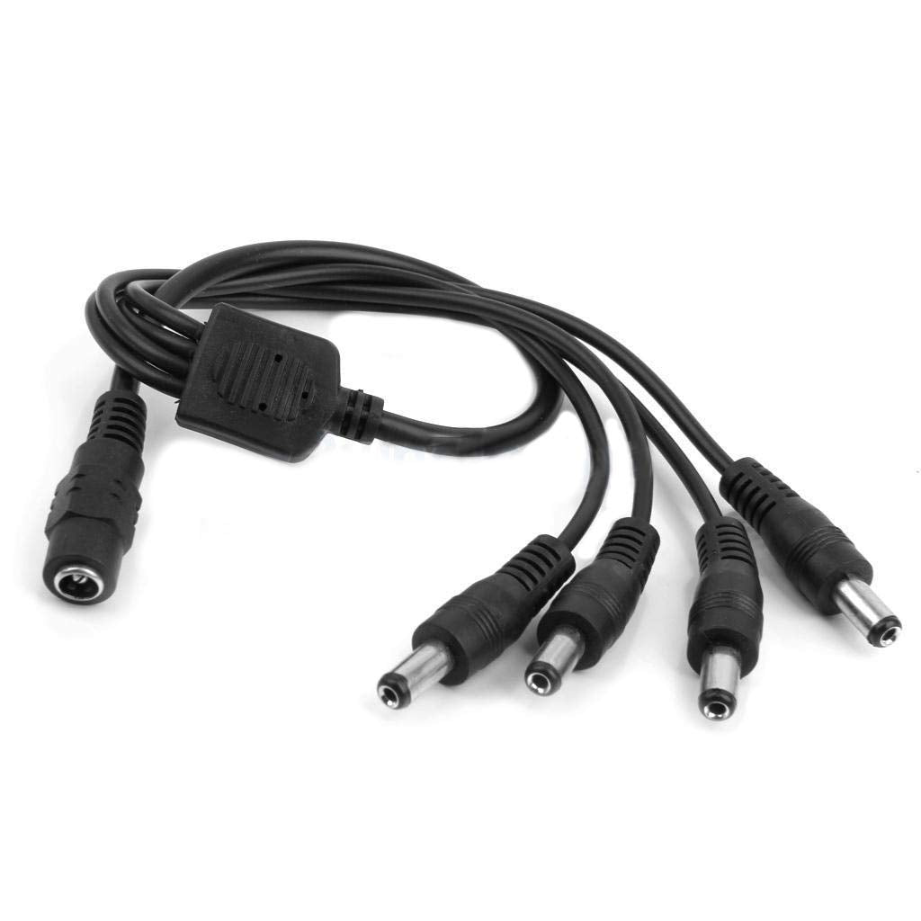 exgoofit 3-Pack DC 1 Female to 4 Male Way Output Power Splitter Cable Y Adapter for CCTV Security Cameras and LED Strip Lights