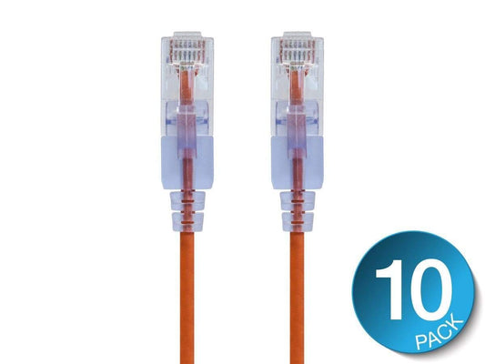 Monoprice Cat6A Ethernet Patch Cable - 5 Feet - Orange (10 Pack) Snagless RJ45 550Mhz UTP Pure Bare Copper Wire 10G 30AWG - SlimRun Series