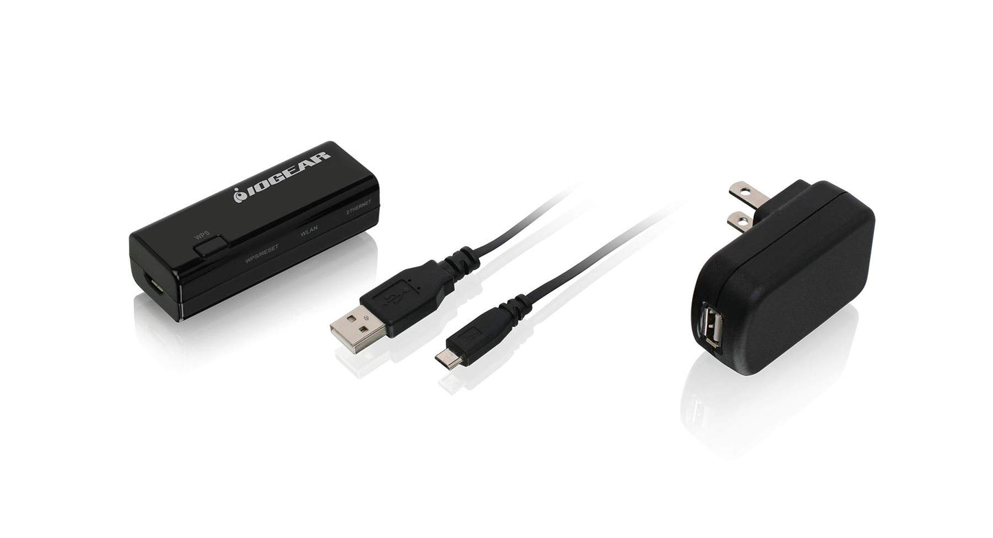IOGEAR Universal Ethernet to Wi-Fi N Adapter - Speeds of up to 300Mbps on 2.4GHz - Push-button Wi-Fi Protected Setup (WPS) - Supports WEP, WPA, WPA2